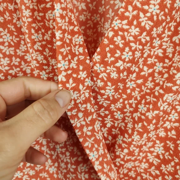 Monteau Orange Floral Print Blouse - Picture 4 of 10